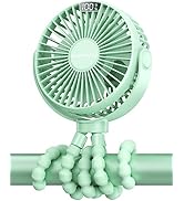 SWEETFULL Portable Stroller Fan, LED Display 6000mAh Battery Operated Mini Clip Fan, 4 Speed Rech...