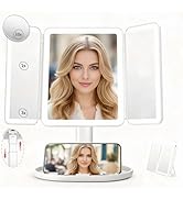 Makeup Mirror with Lights,Vanity Mirror with Lights 2X/3X/10X Magnification, Smart Sensor, Adjust...
