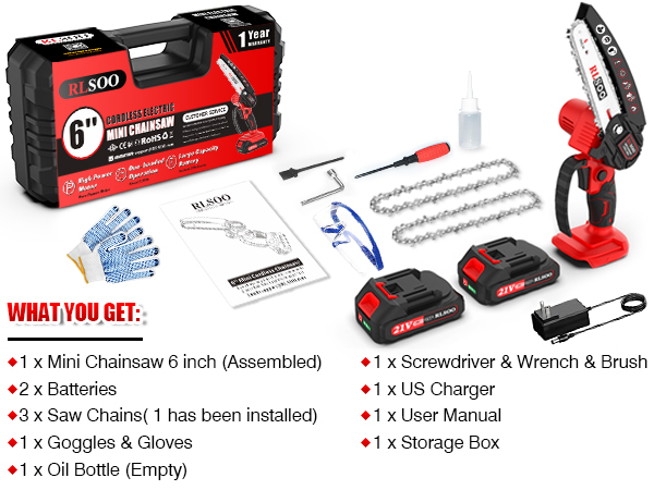 RLSOO 6 inch compact electric chainsaw