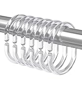 Amazer Shower Curtain Rings, 24 Pcs Plastic Shower Curtain Hooks, Clear Shower Curtain Hooks Ring...