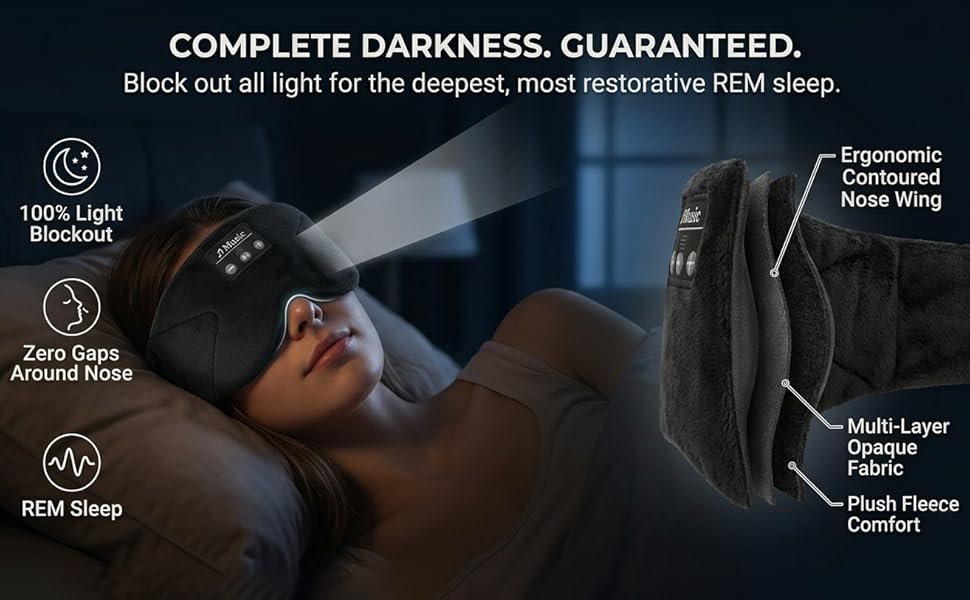 100% light blocking sleep mask for side sleepers zero pressure contoured 3D eye mask for blackout