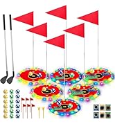 VATOS 2-in-1 Light up Golf Toy Set- Golf Chipping Game &amp; Bean Bag Toss with 6 LED Targets, 2 Club...
