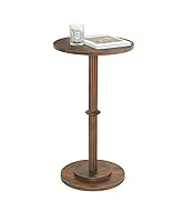 MaxSmeo Drink Table, Small Side Table for Small Spaces, Modern Round End Table with Fluted Wood L...