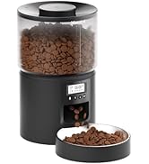 Miaosical Automatic Cat Feeder Flexible Schedule Timer,6 Meals/Day,1-12 Portions/Meal,Dual Power ...