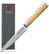 BRODARK Damascus Paring Knife 5.5 Inch,Professional Japanese Utility Knife with Olive Wood Handle...