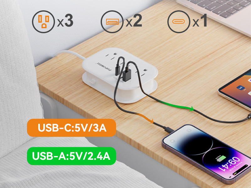 USB travel power strip charging travel charger