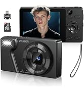 Vitaler Digital Camera with Front Rear Lens, Autofocus 64MP 4K Camera for Photography with 32GB C...