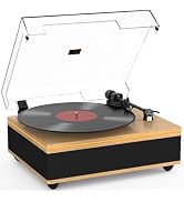 Vinyl Record Player Bluetooth Turntable with Built in Speakers High Fidelity Belt Drive 2-Speed T...