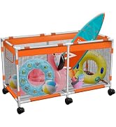 Syagnos Pool Storage Bin,Rolling Nylon Mesh Storage Organizer Holder for Noodles,pool Toys,Floats...
