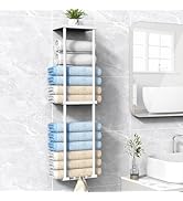 Liuoud Towel Rack for Bathroom, Wall Mounted Bath Towel Holder Storage Organizer for Rolled Towel...
