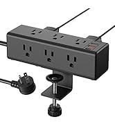 CCCEI Desk Clamp Power Strip with 9 Outlets, Desktop Edge Mount Surge Protector with USB-A and US...