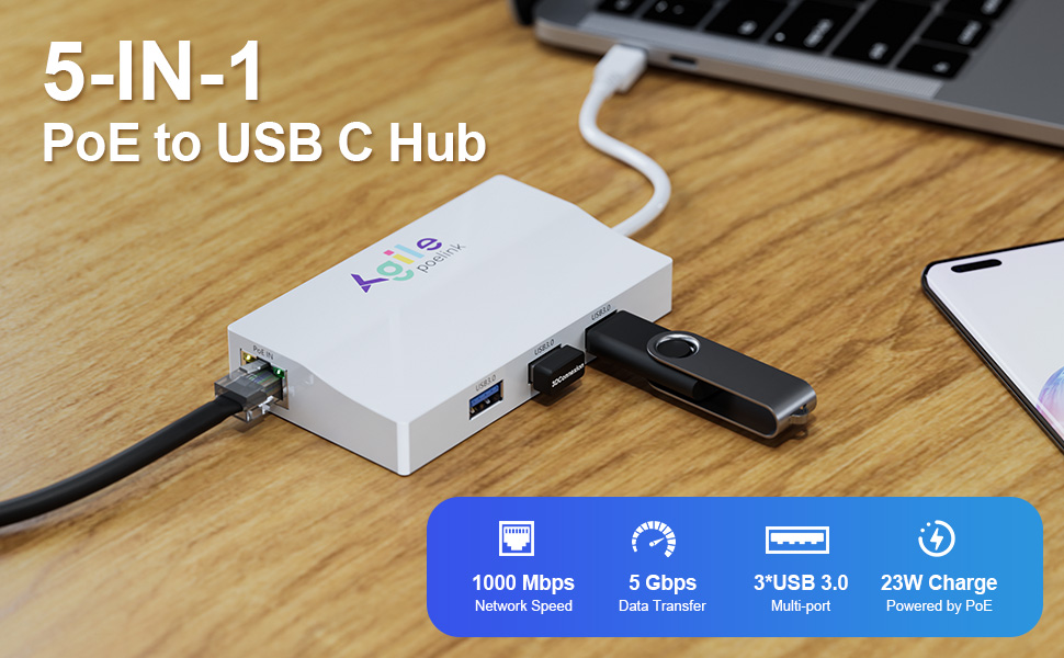 PoE to USB C Hub