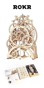 ROKR 3D Wooden Puzzles for Adults Owl Clock - Mechanical Model Building Kit DIY Hobbies for Men Wome...