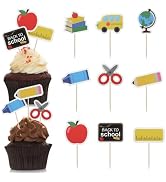 DOITOOL 36 Pcs Back to School Cake Decoration Flags for Party Desserts Classroom Supplies Cake an...