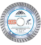 Benchmark Abrasives 4-1/2" Turbo Diamond Blade with Steel Core, Circular Saw Blades for Angle Gri...