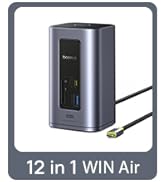 Baseus Docking Station Dual Monitor, Nomos Win Air (12 in 1) Laptop Dock, 2 * 4K HDMI, 10Gbps USB...