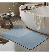 Mecko Bath Mat Rug, Rubber Non-Slip Quick Dry Absorbent Thin Bathroom Rugs Fit Under Door Bathroo...