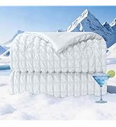 bedsmile Seersucker Cooling Comforter Queen Size, Q-Max 0.45 Reversible Cooling Blanket for Hot S...