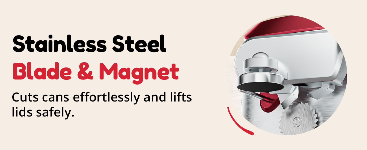 NK-0729 Stainless steel blade &amp;amp;amp; magnetic design, effortless safe can cutting