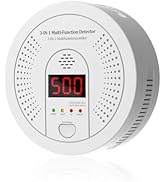 3-in-1 Fire Alarms Carbon Monoxide Smoke Detectors 10 Year Battery Powered with Clear LCD Display...