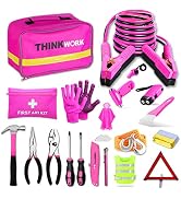 THINKWORK Car Emergency Kit for Teen Girl and Lady's Gifts, Pink Emergency Roadside Assistance ki...