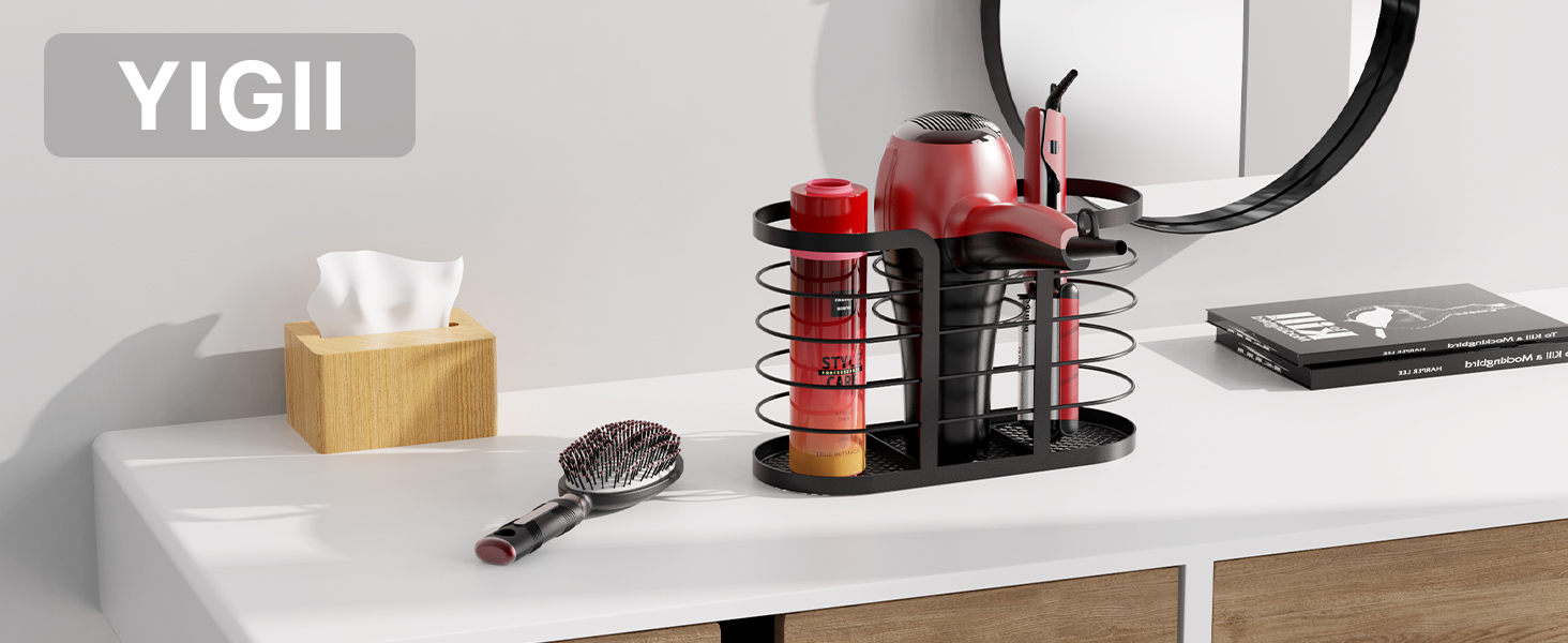 YIGII Hair Dryer Holder - Hair Tool Organizer Wall Mount/Cabinet Door Blow Dryer Holder Bathroom