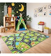 B BENRON City Life Play Rugs, Educational and Fun Urban Road Play Mat for Kids, 60"x36" Non-Slip ...