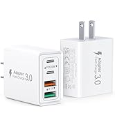[2 Pack] USB C Wall Charger Block, 40W 4-Port PD Power Adapter QC Wall Plug, Fast USB C Charger T...