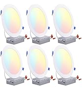 TORCHSTAR 8 Inch 5CCT Ultra-Thin LED Recessed Ceiling Light with Junction Box, CRI90, 27003000350...