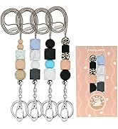 POPLOPP 4PCS Teacher Lanyards for ID Badges and Keys, Cute Silicone Beaded Lanyard for Women Nurs...