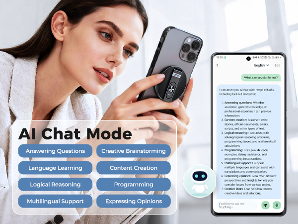 AI Translator Device, Smart Wearable Translator for 165 Languages Real-Time Two-Way Translatio