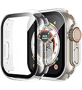 Misxi 2 Pack Hard PC Case Built in Tempered Glass Compatible with Apple Watch Ultra 49mm, Ultra-T...