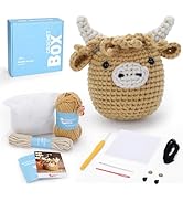 Crochet Kit for Beginners: Highland Cow Crochet Kit, Learn to Crochet, Include Easy Knitting Soft...