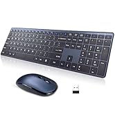 Wireless Keyboard and Mouse Combo,2.4G USB Ultra Slim Quiet Full Size Matte PC Computer Keyboard ...