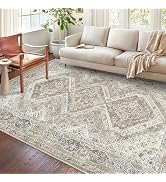 KUTA Oriental Area Rug 5x7 Ivory, Washable Rugs for Living Room Ultra Soft Non-Slip Bedroom Rug P...