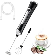 Freebala Handheld Electric Milk Frother with 2 Heads, Coffee Whisk Foam Mixer with USB Rechargeab...