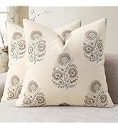 YCOLL Vintage Floral Print Pillow Covers 18x18 Set of 2 Patterned Accent Decorative Cushion Cover...