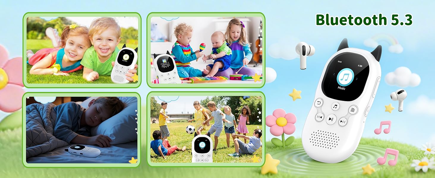 64GB Cute MP3 Player for Kids - Cartoon Portable Music Player, Child MP3 Player with Bluetooth