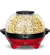 Popcorn Machine, 6-Quart Popcorn Popper maker, Nonstick Plate, Electric Stirring with Quick-Heat ...