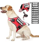 MOOGROU Service Dog Vest Harness and Leash Set+10 Patches,No Pull&amp;Adjustable Reflective Dog Harne...