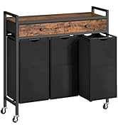 HOOBRO Laundry Sorter 3 Section, 130L Laundry Hamper with 2 Drawers, Rolling Laundry Basket, Pull...