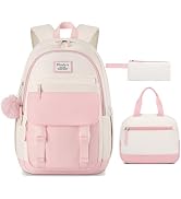 WINDARS School Backpack with Lunch Box for Teen Girls, Cute College Backpacks for Women Students ...