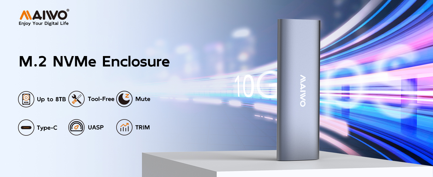 maiwo M.2 nvme ssd Enclosure housing shell caddy reader pcie nvme to usb c adapter for windows 10 11