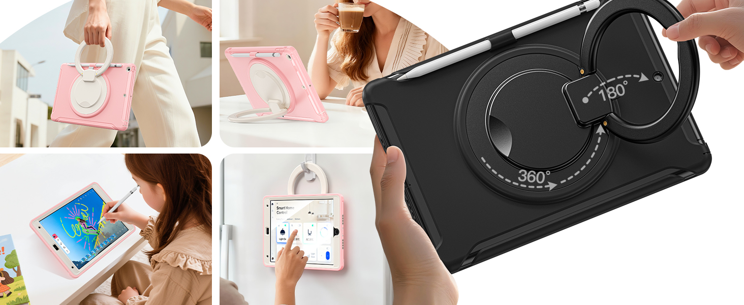 360° Rotating Stand &amp;amp; 180° Folding Ring Handle