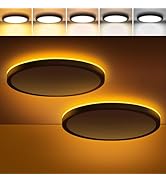 Brightever Black LED Flush Mount Ceiling Lights with Night Light, 12 Inch 2 Packs, 24W 2400LM Cei...