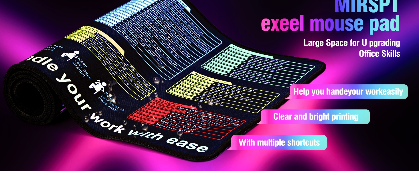 excel shortcuts mousepad