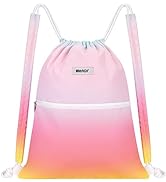 WANDF Drawstring Backpack Sports Gym Bag with Shoulder Pads Water Resistant String Bag Cinch Bag ...