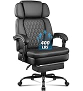LEMBERI 400lbs Executive Office Chair with Foot Rest for Heavy People, Ergonomic Big and Tall Des...