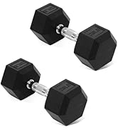 Fitvids Hex Dumbbells Rubber Coated Hand Weights for Exercises and Fitness Home Gym, Pair