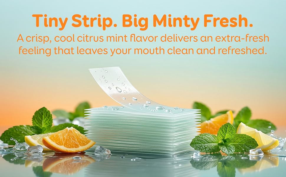 minty citrus flavored breath strips listerine